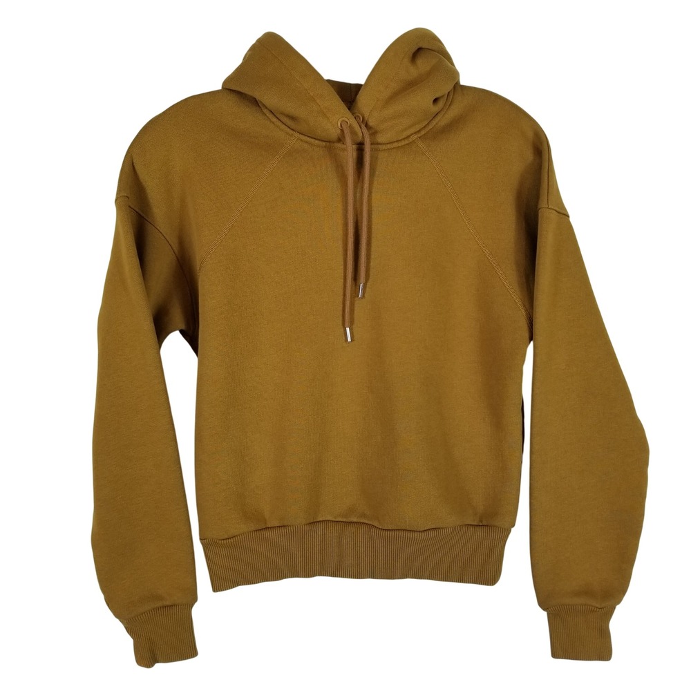 Everlane Hoodie Women XS Mustard Ochre Cotton Blend Raglan Sleeve Sweatshirt‎